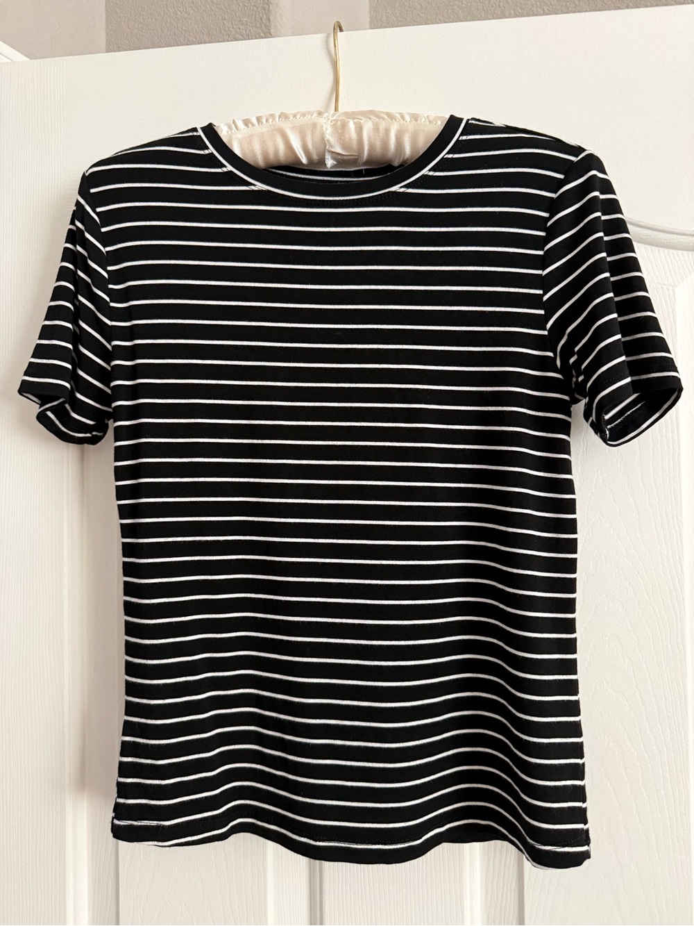 French Laundry Black and White Striped Short Sleeve Tee